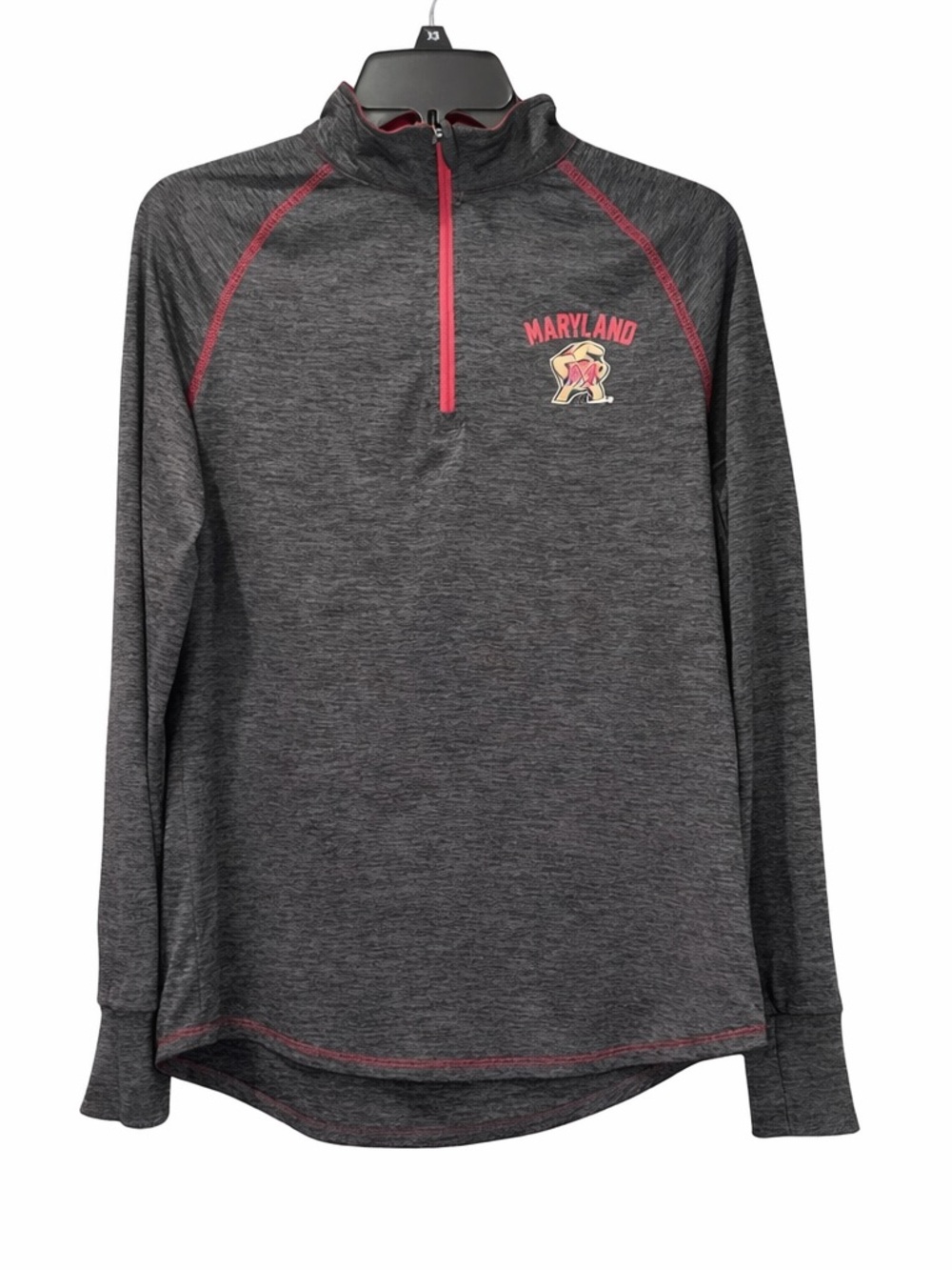 Colosseum Maryland Terrapins Women’s Large 1/4 Zip‎ Pullover Gray Red Heathered